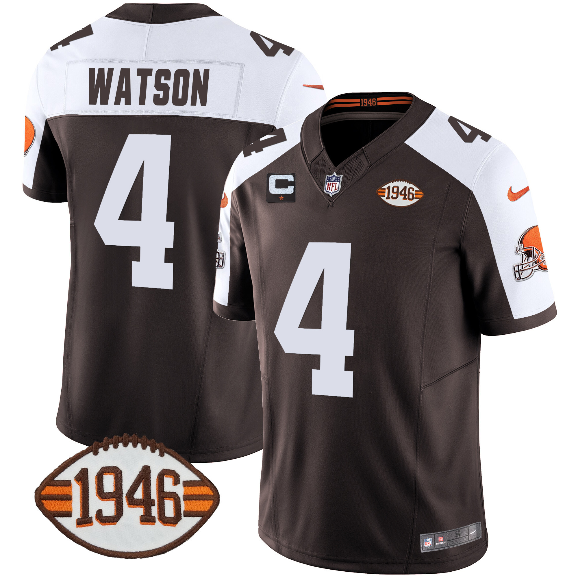 Deshaun Watson Men's Cleveland Browns 1946 75th Anniversary Patch Alternate Jersey - All Stitched