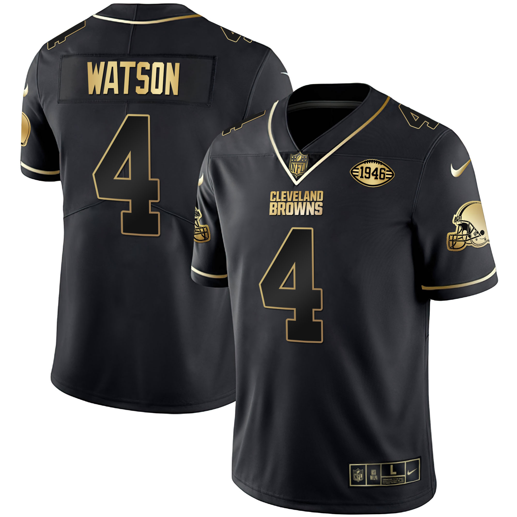 Deshaun Watson Men's Cleveland Browns Gold & Split Vapor Limited Black Gold Jersey - All Stitched
