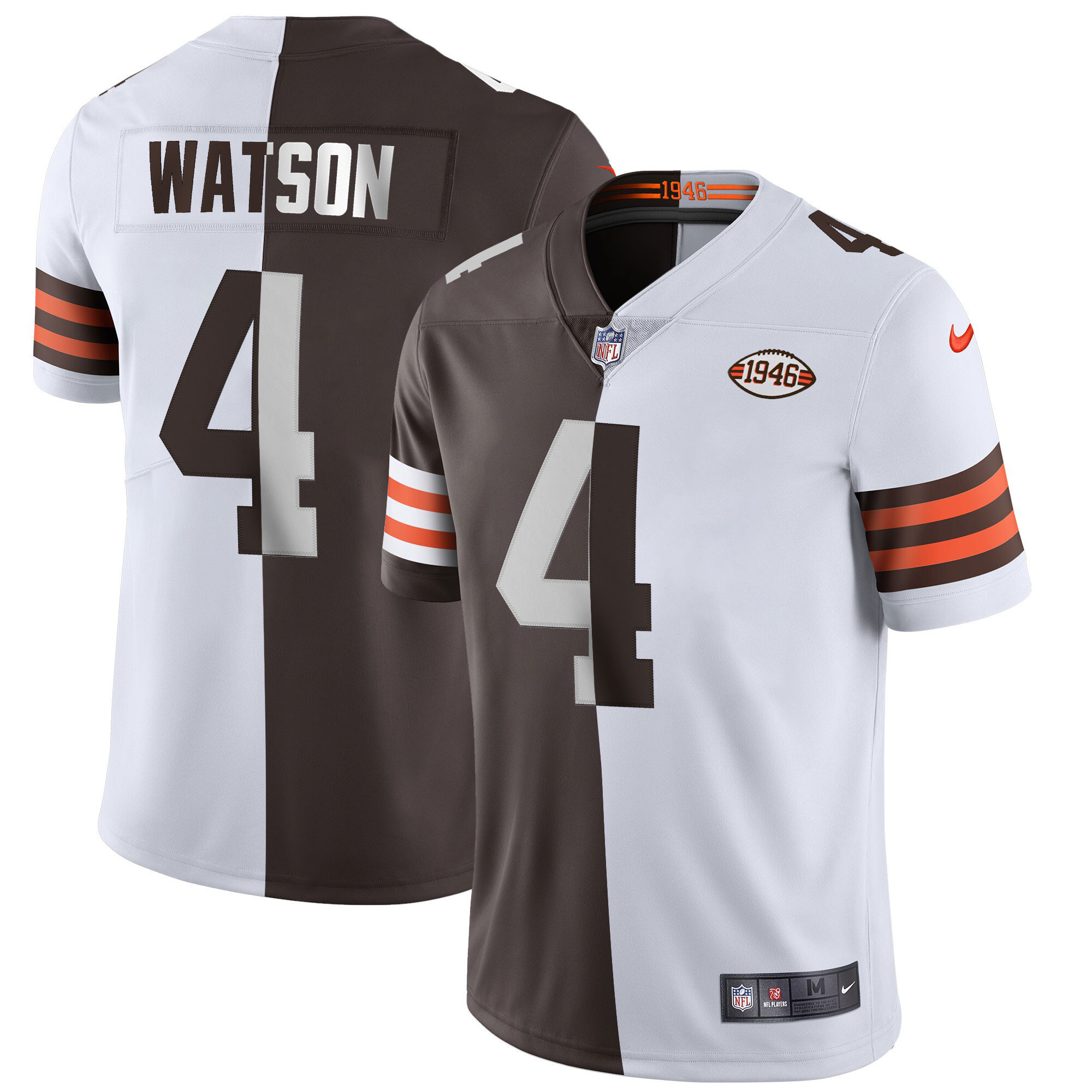 Deshaun Watson Men's Cleveland Browns Gold & Split Vapor Limited Jersey - All Stitched