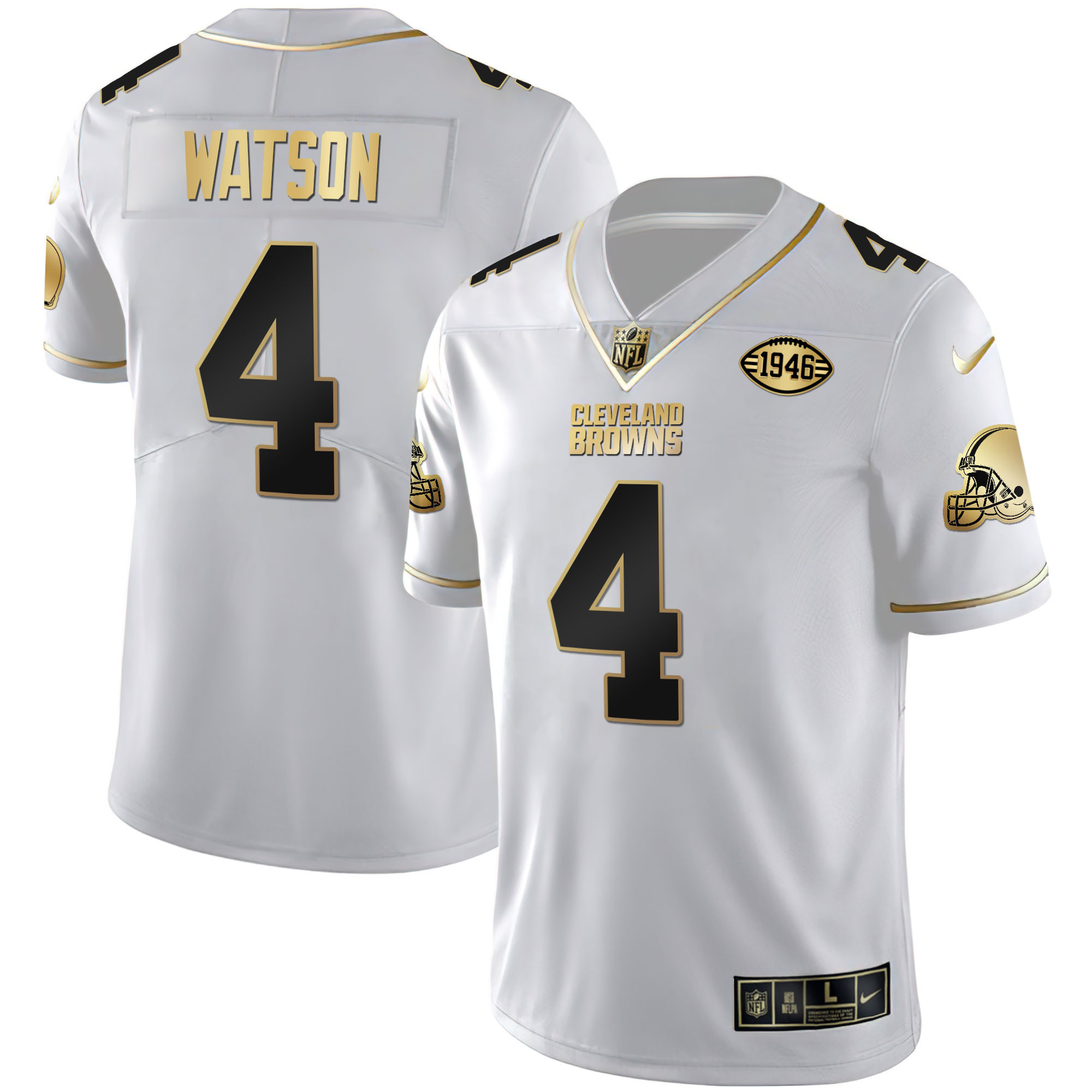 Deshaun Watson Men's Cleveland Browns Gold & Split Vapor Limited White Gold Jersey - All Stitched