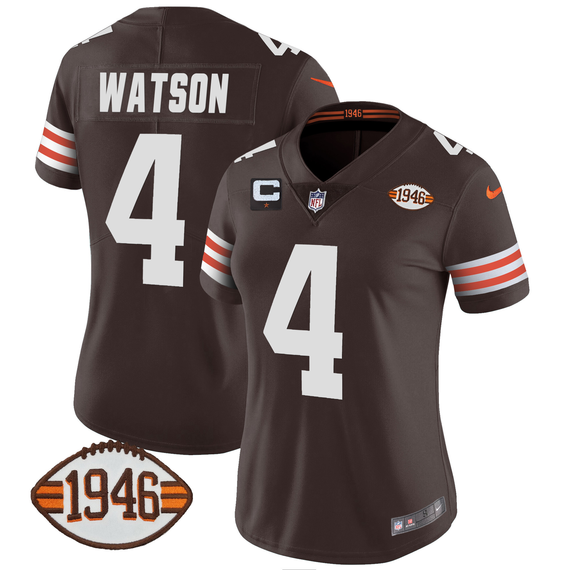 Deshaun Watson Women's Cleveland Browns 1946 75th Anniversary Patch Jersey - All Stitched