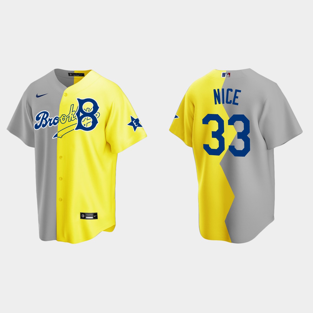 Desus Nice Brooklyn Dodgers 2022 Celebrity Softball Game Split Jersey - Gray Yellow