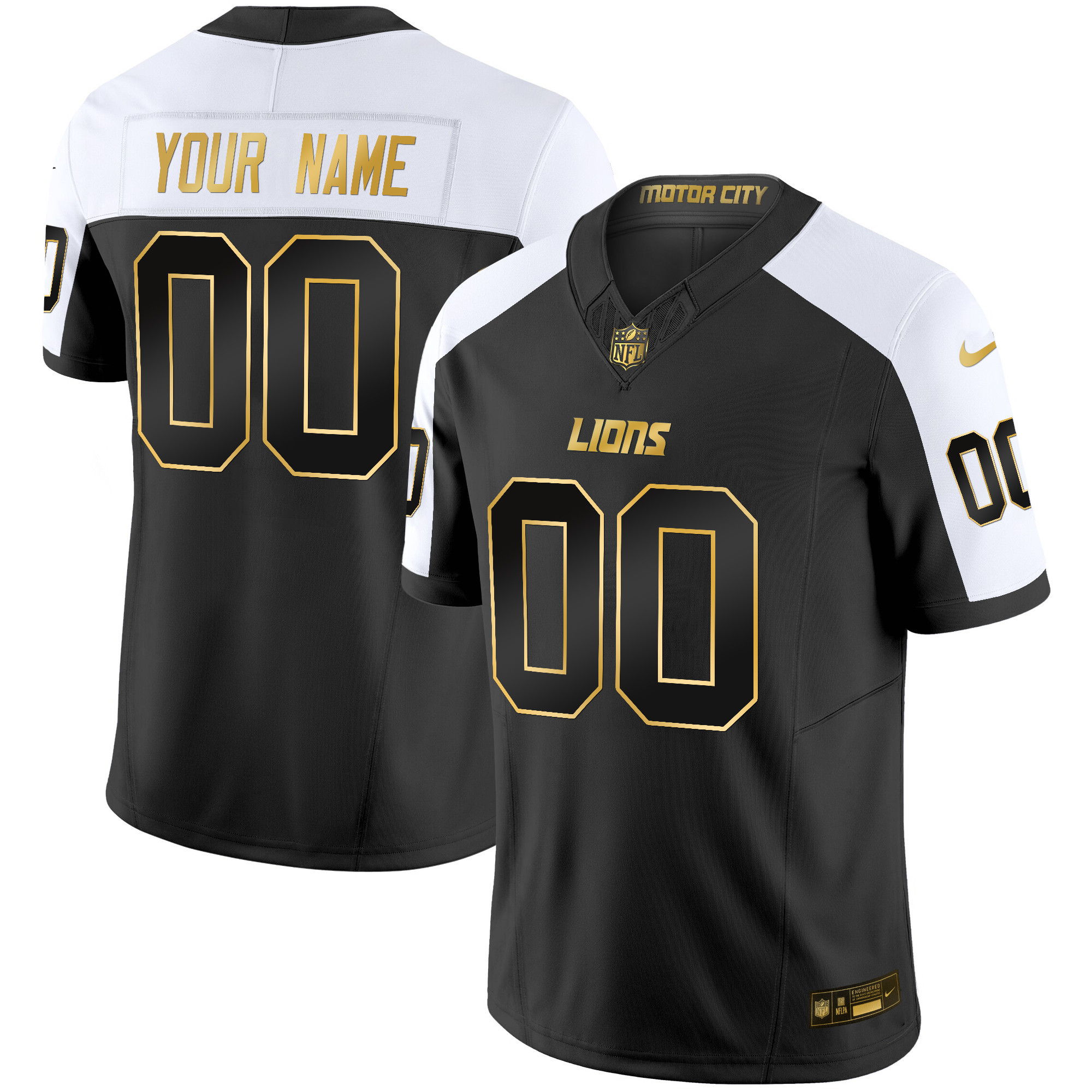 Detroit Lions 2024 Gold Vapor Limited Custom Alternate Jersey - All Stitched 