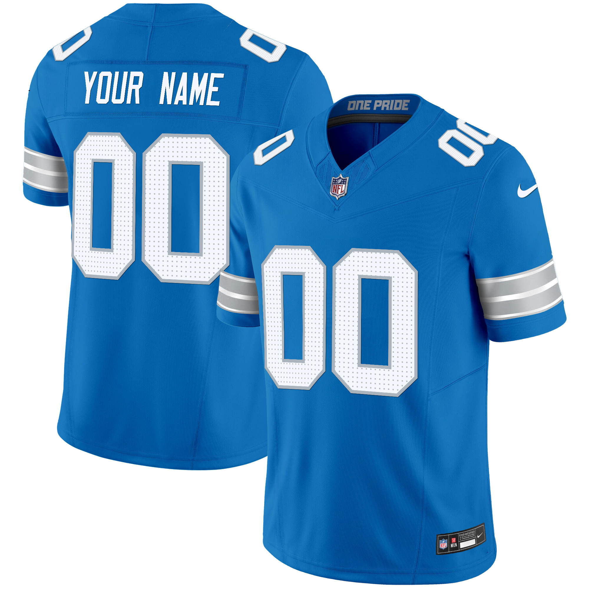 Detroit Lions 2024 Vapor Limited Custom Blue Jersey - All Stitched 