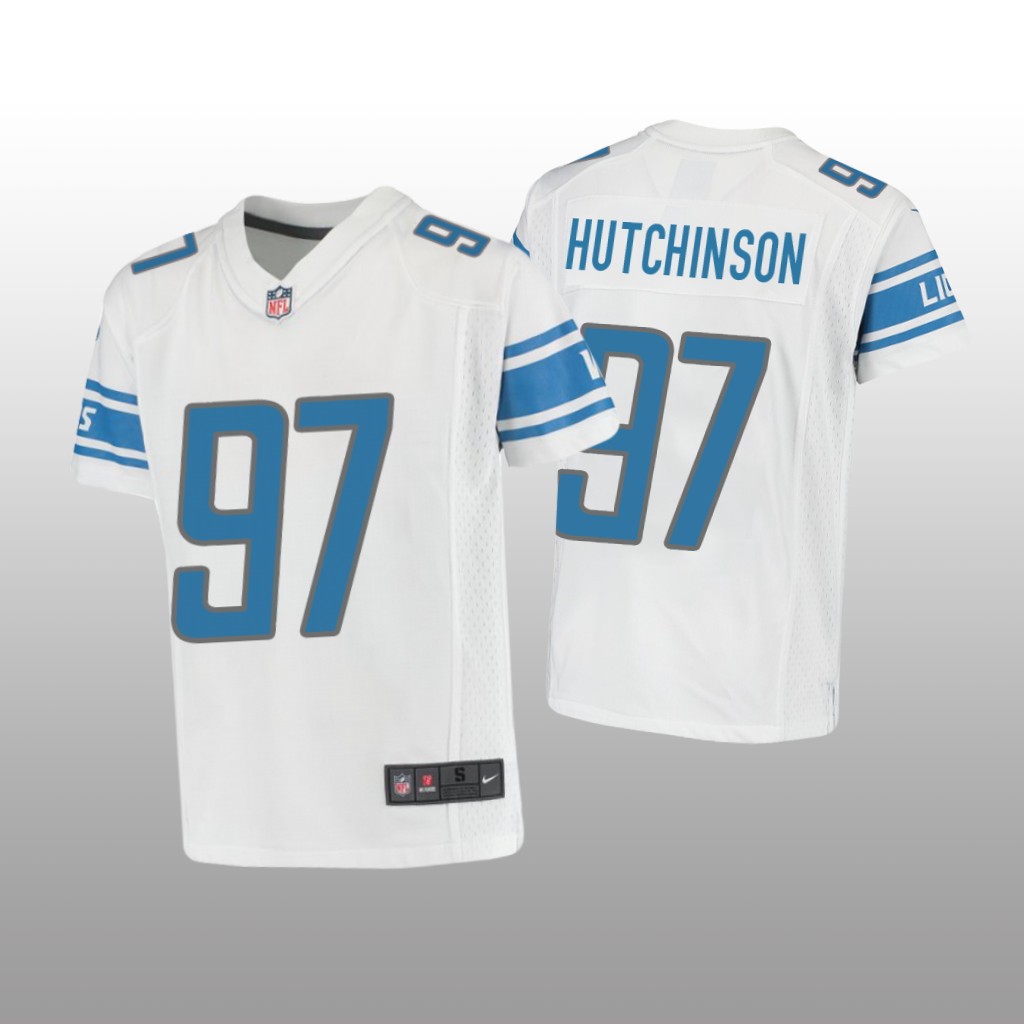 Detroit Lions Aidan Hutchinson White Jersey Game - Youth