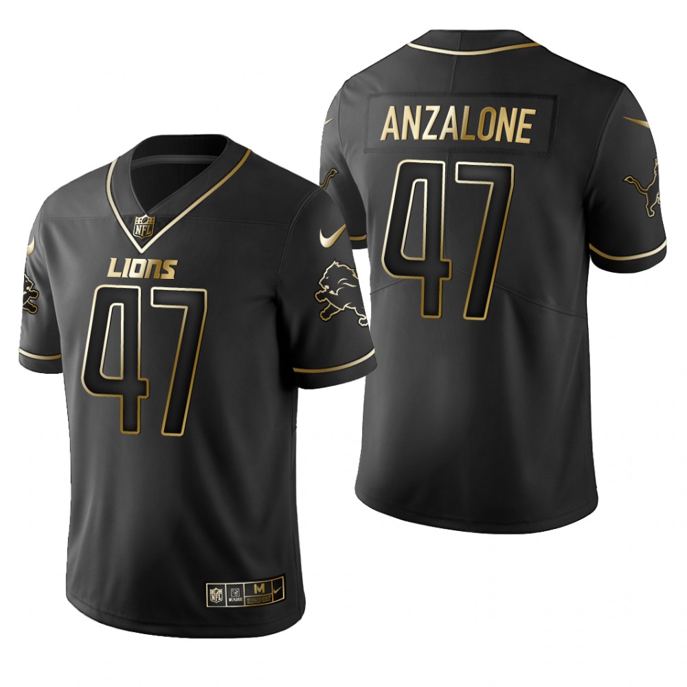 Detroit Lions Alex Anzalone Black Jersey Golden Edition Men's