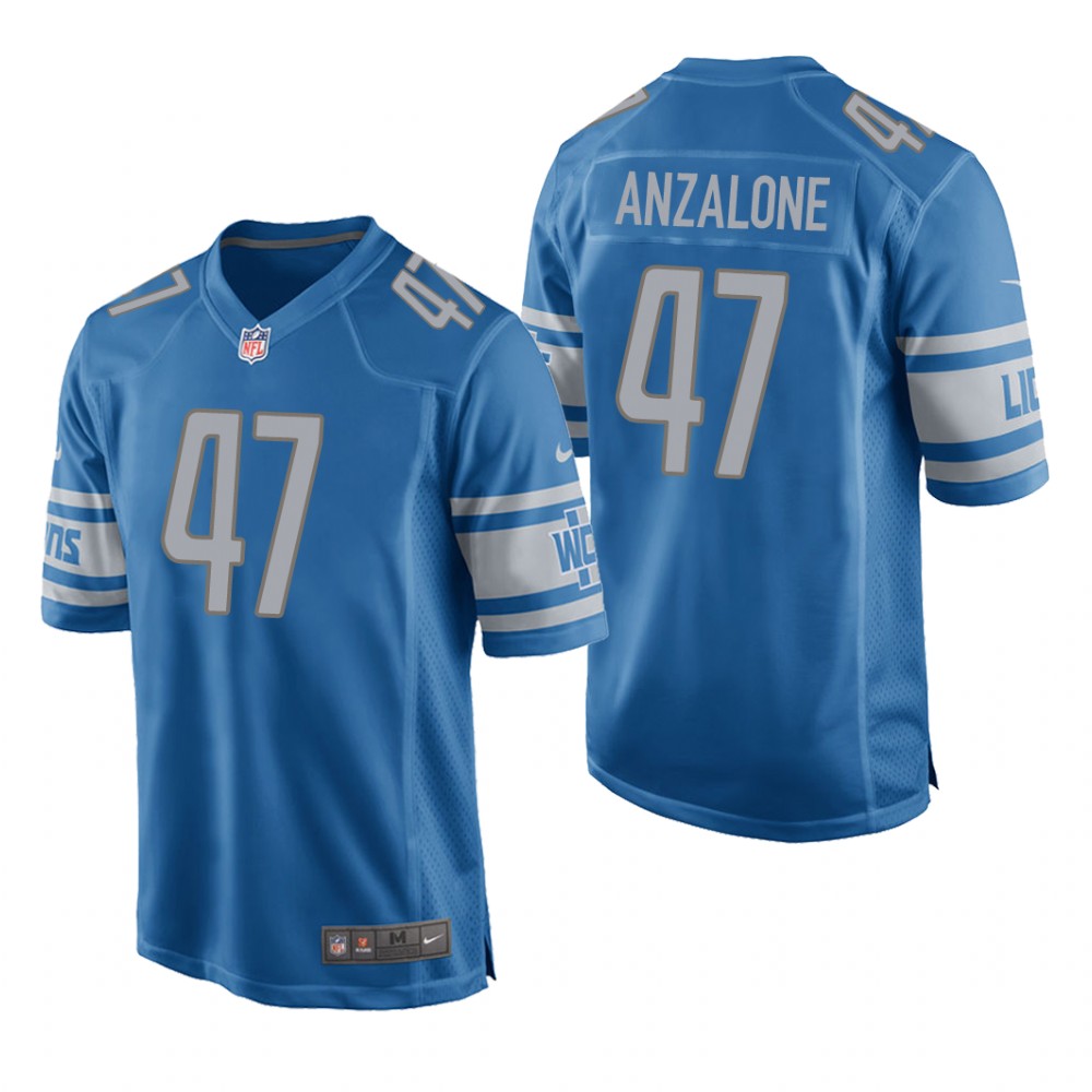 Detroit Lions Alex Anzalone Blue Jersey Game - Men's