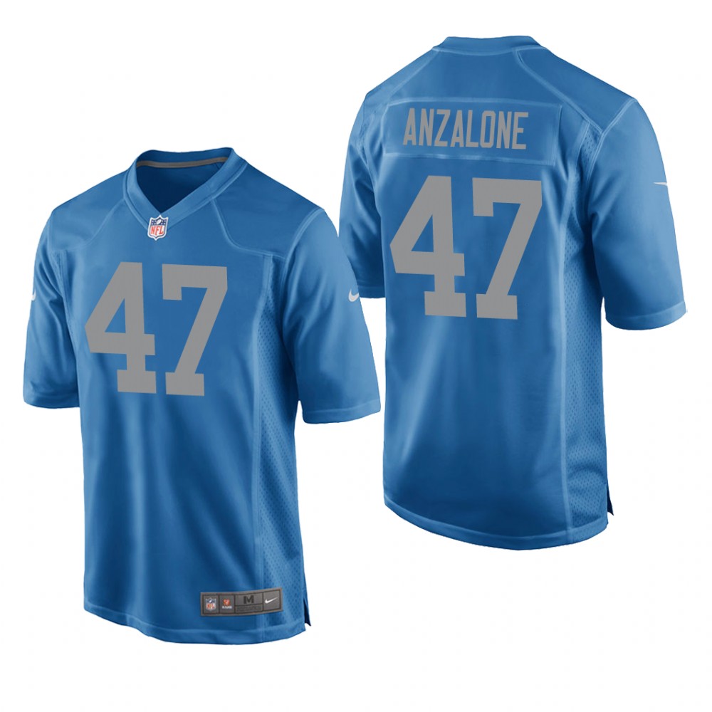 Detroit Lions Alex Anzalone Blue Jersey Throwback Game - Men's