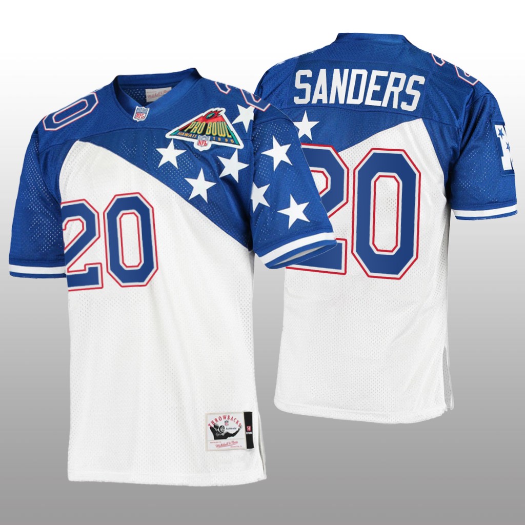 Detroit Lions Barry Sanders White Blue NFC Jersey 1994 Pro Bowl - Men's