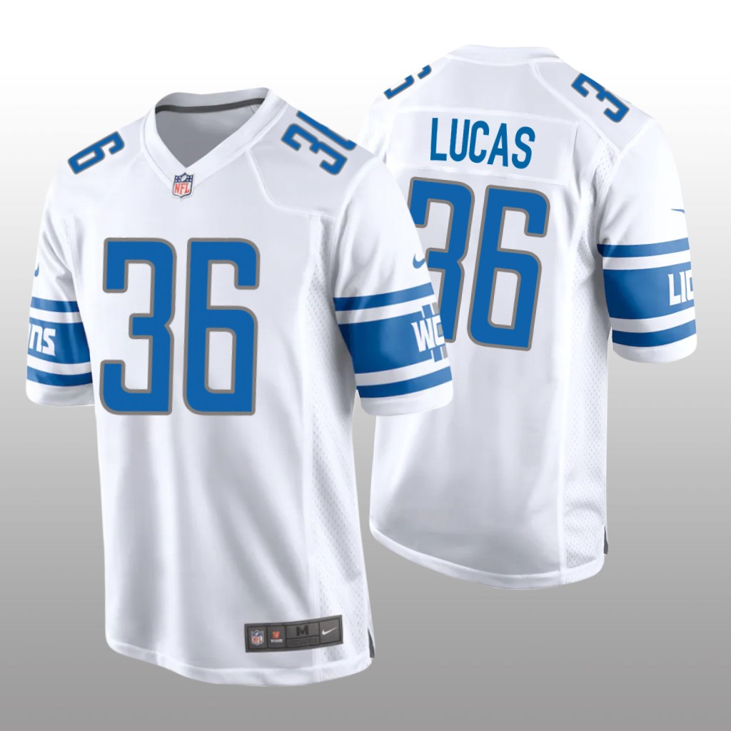 Detroit Lions Chase Lucas White Jersey Game - Men's