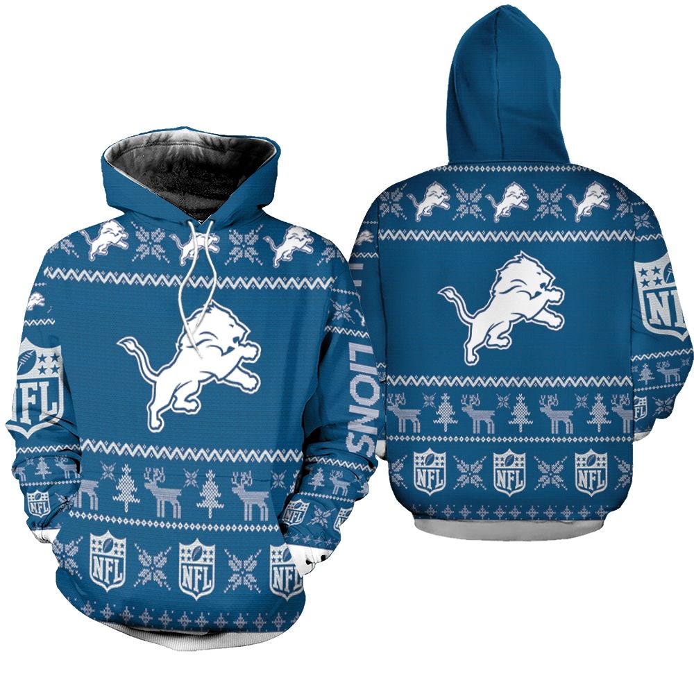 Detroit Lions Christmas 3D Hoodie