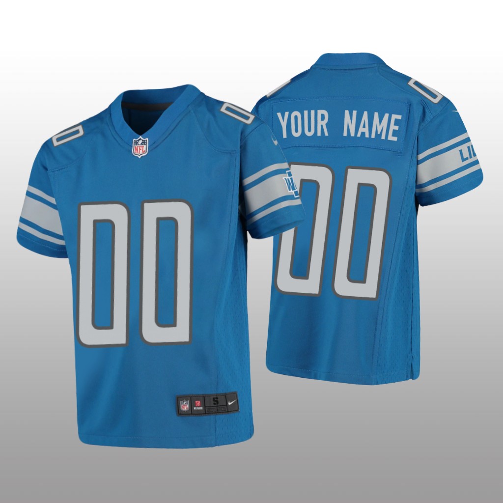 Detroit Lions Custom Blue Jersey Game - Youth