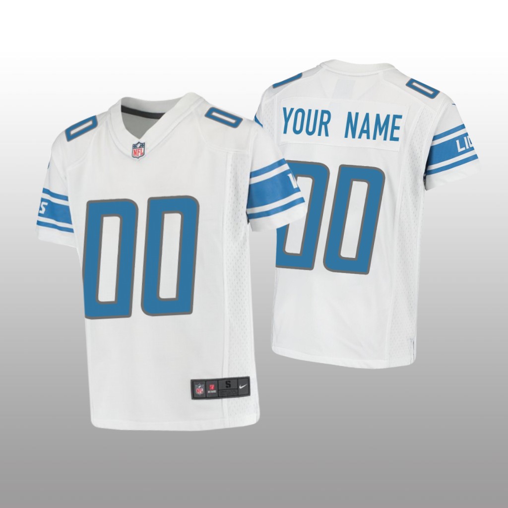 Detroit Lions Custom White Jersey Game - Youth