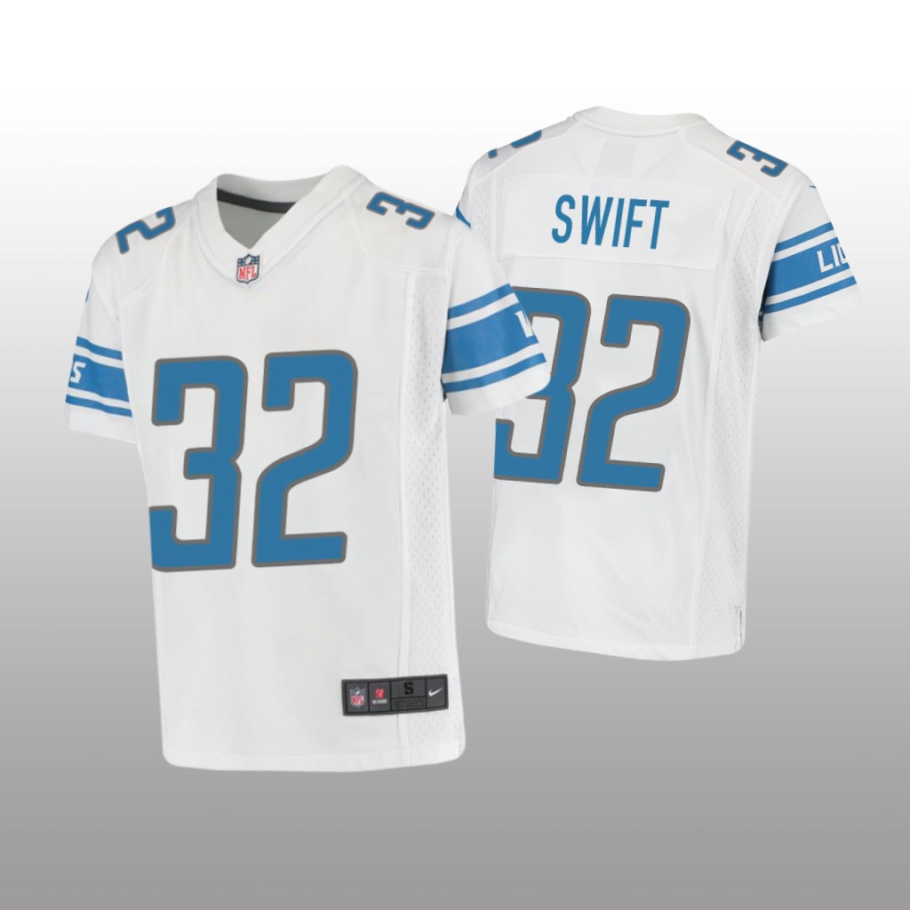 Detroit Lions D'Andre Swift White Jersey Game - Youth