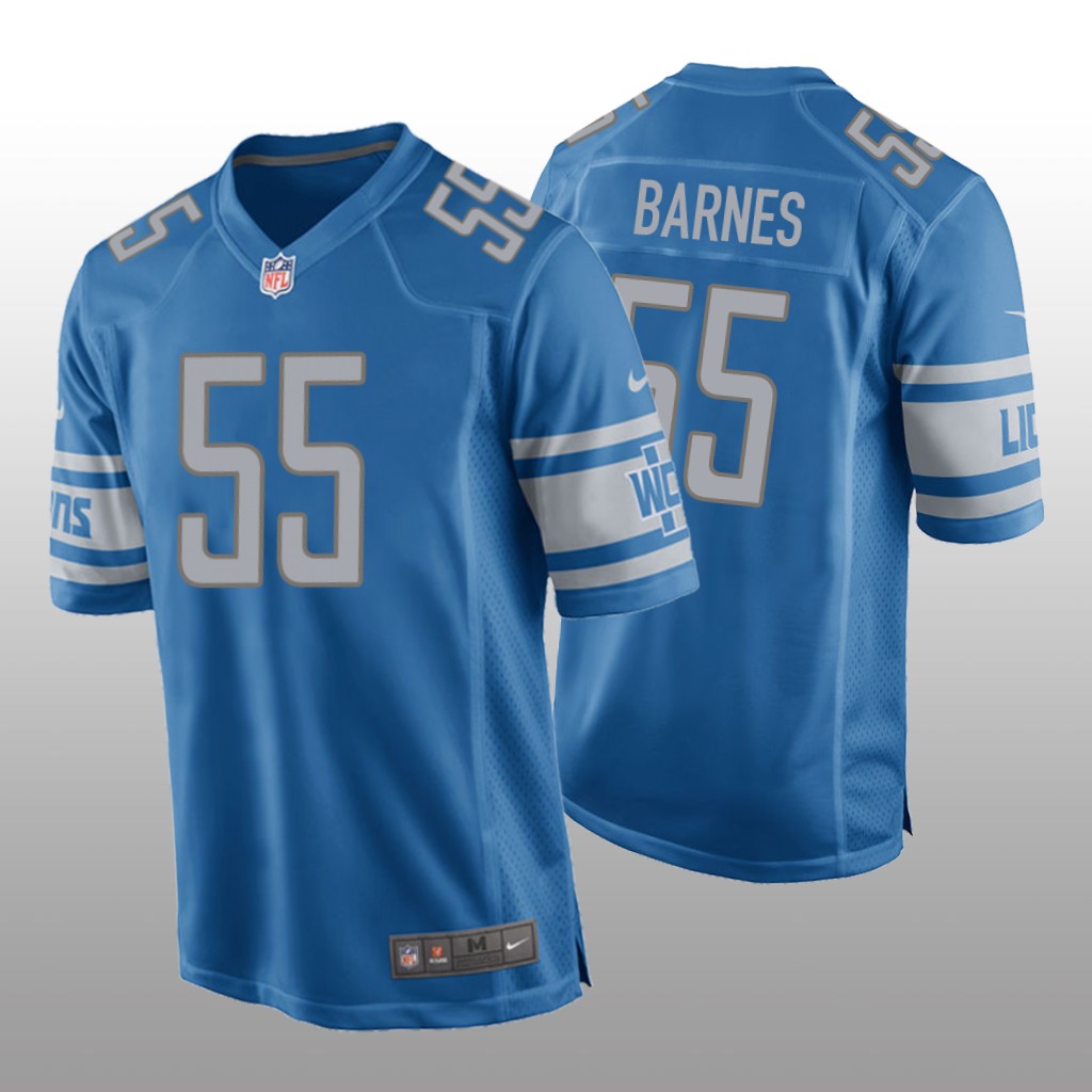 Detroit Lions Derrick Barnes Blue Jersey Game - Men's