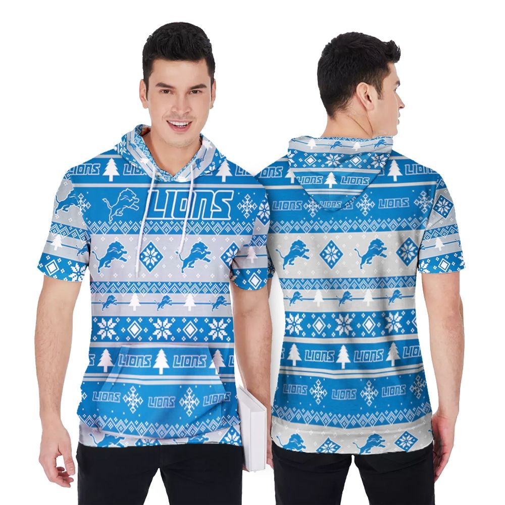 Detroit Lions For Lions Lover Christmas 3D Short Sleeve Hoodie