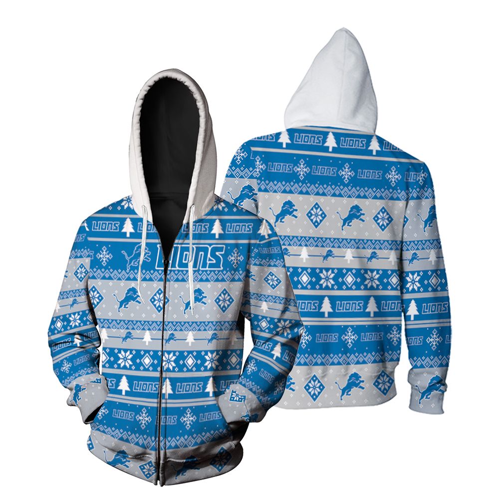 Detroit lions for lions lover christmas Zip Hoodie