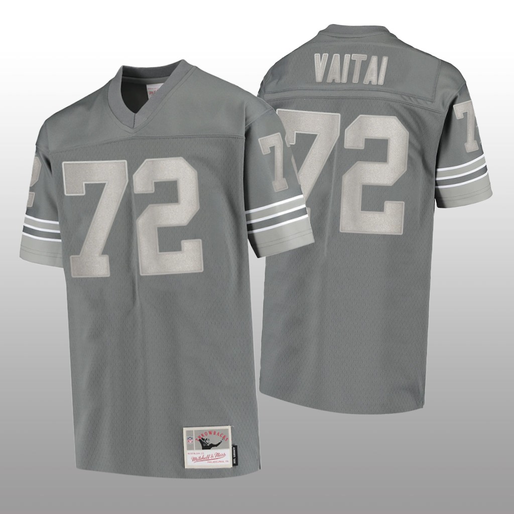 Detroit Lions Halapoulivaati Vaitai Charcoal Jersey 1996 Metal - Men's