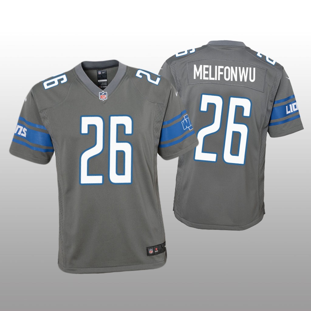 Detroit Lions Ifeatu Melifonwu Steel Jersey Color Rush Game - Youth