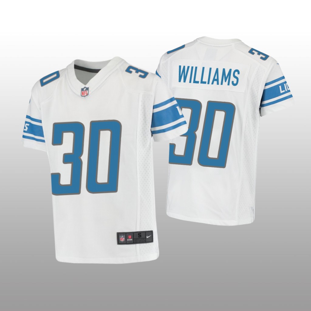 Detroit Lions Jamaal Williams White Jersey Game - Youth