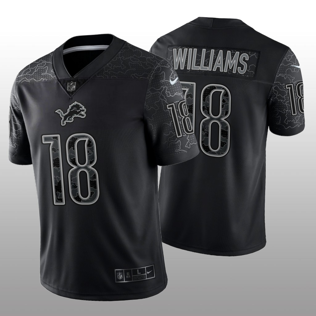 Detroit Lions Jameson Williams Black Jersey Reflective Limited - Men's