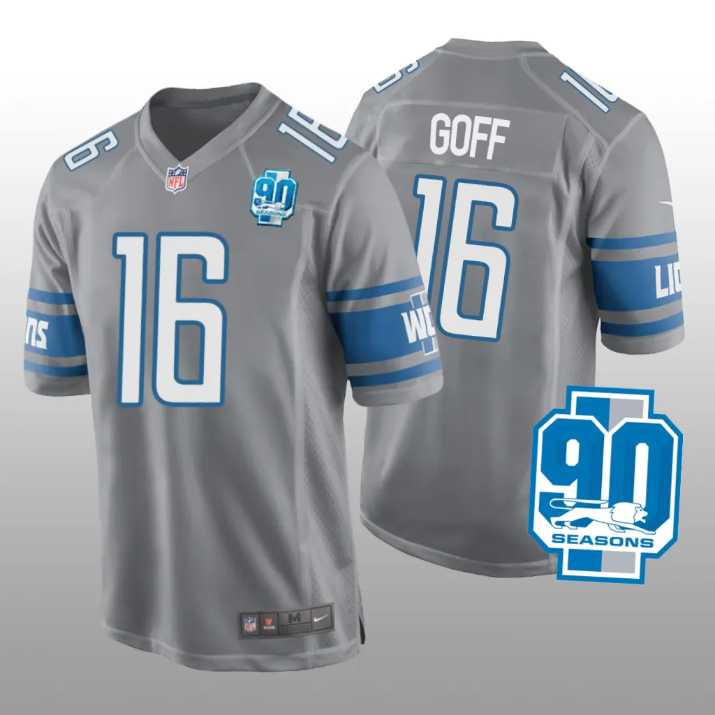 Detroit Lions Jared Goff Silver Game 90th Season - Men's