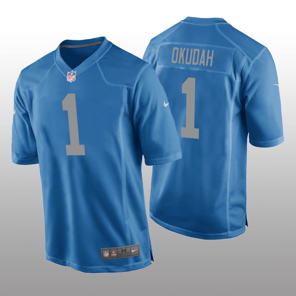 Detroit Lions Jeff Okudah Blue Jersey Throwback Game - Men's