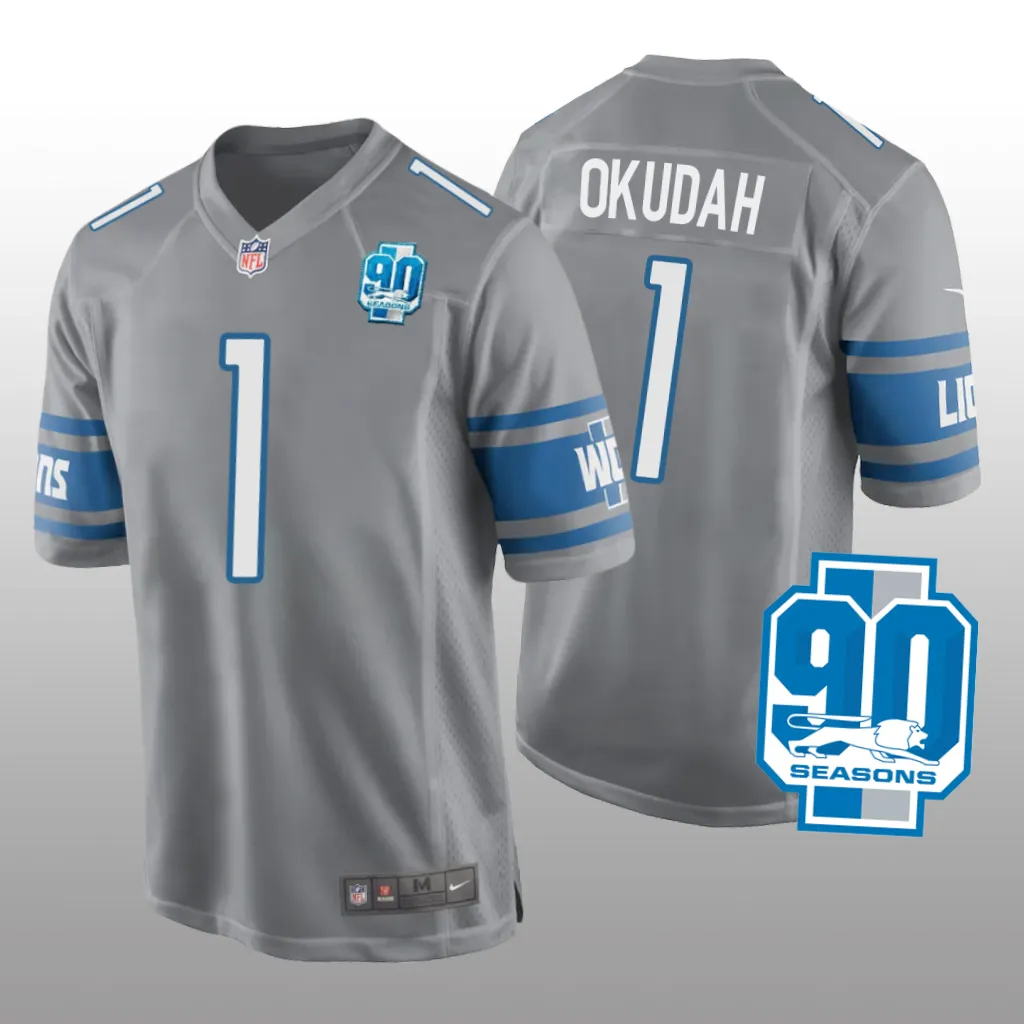 Detroit Lions Jeff Okudah Silver Game 90th Season - Men's