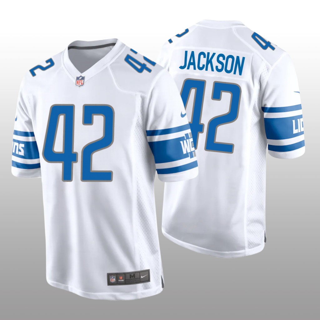 Detroit Lions Justin Jackson White Jersey Game - Men's