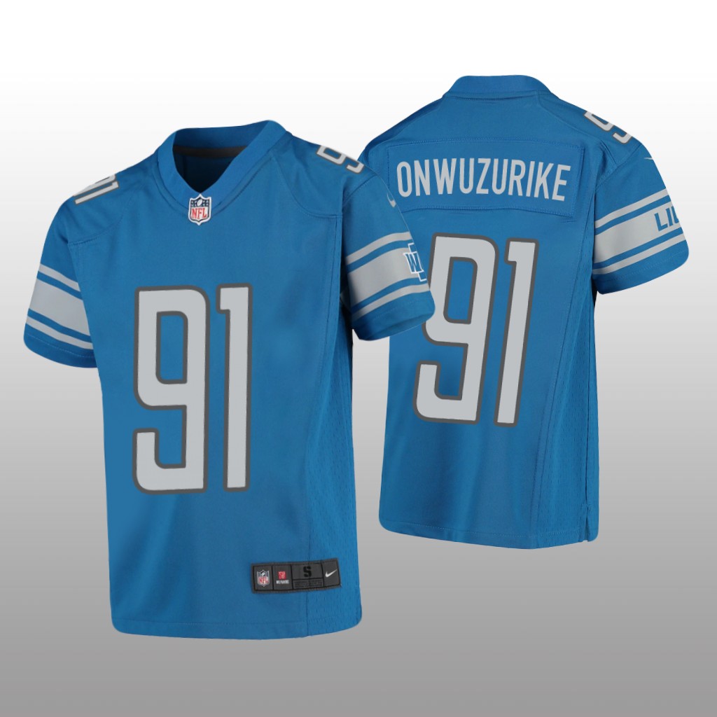 Detroit Lions Levi Onwuzurike Blue Jersey Game - Youth