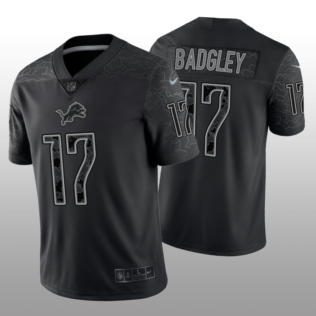 Detroit Lions Michael Badgley Black Jersey Reflective Limited Men's