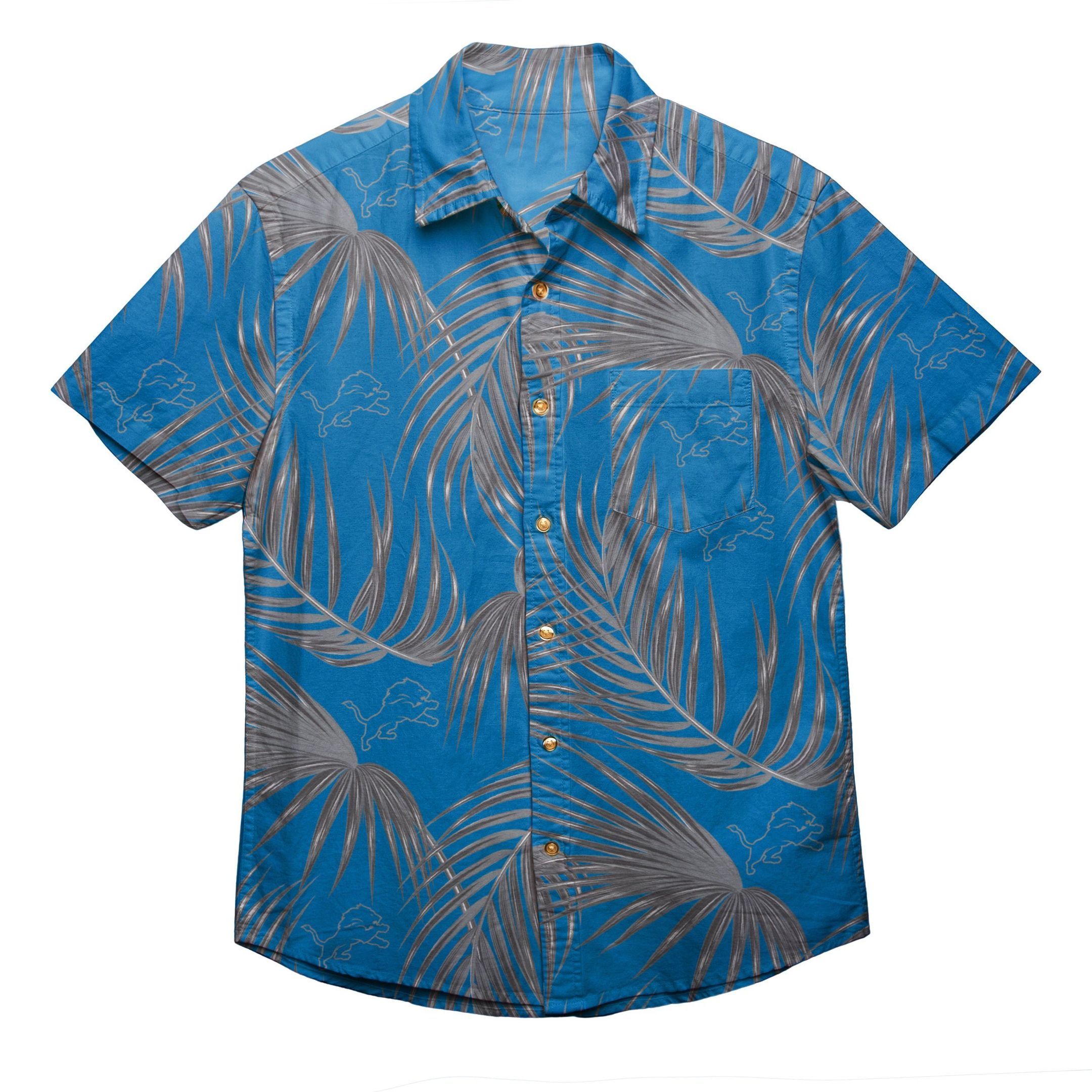 Detroit Lions Nfl Mens Hawaiian Aloha Button Up Shirt Hawaiian Beach