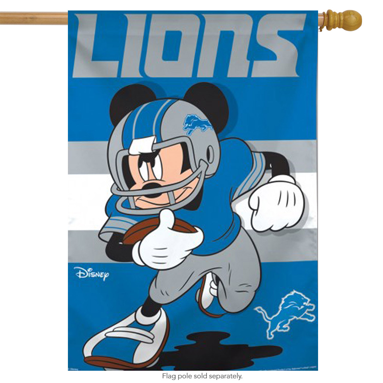 Detroit Lions NFL Mickey Mouse Football Garden Flag, House Flag