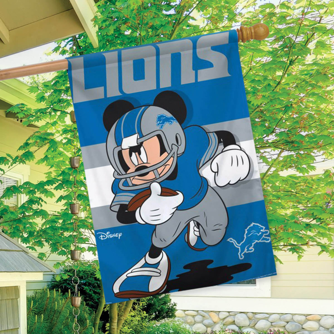 Detroit Lions NFL Mickey Mouse Football Garden Flag, House Flag