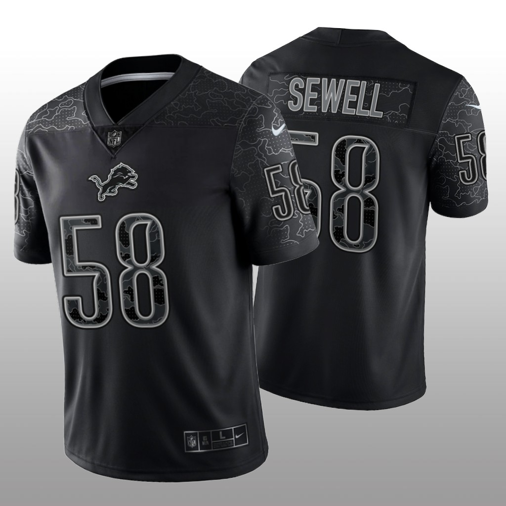 Detroit Lions Penei Sewell Black Jersey Reflective Limited - Men's