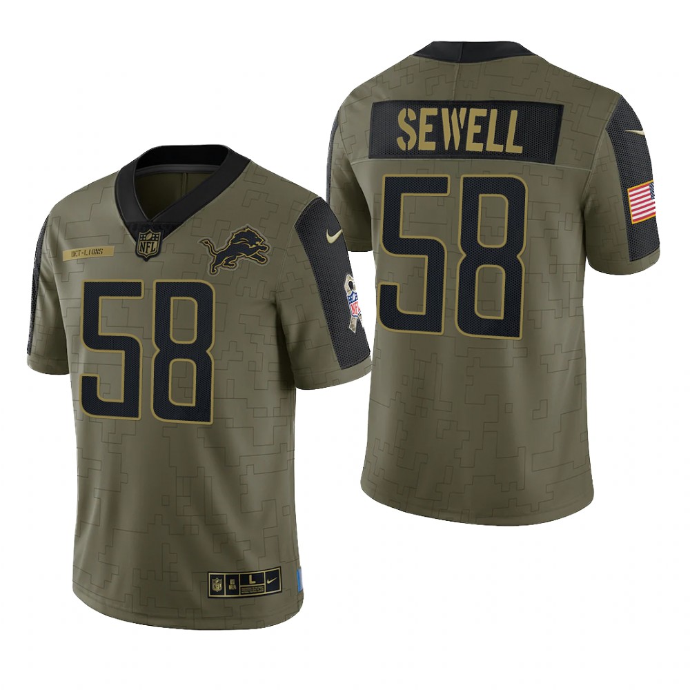 Detroit Lions Penei Sewell Olive Limited Jersey 2021 Salute To Service - Men's