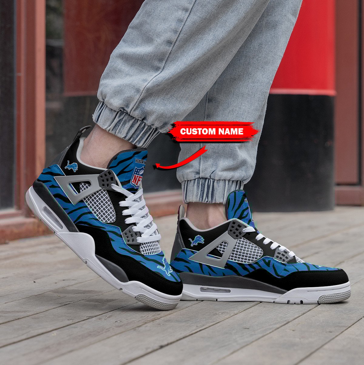 Detroit Lions Personalized Air Jordan 4 Sneaker