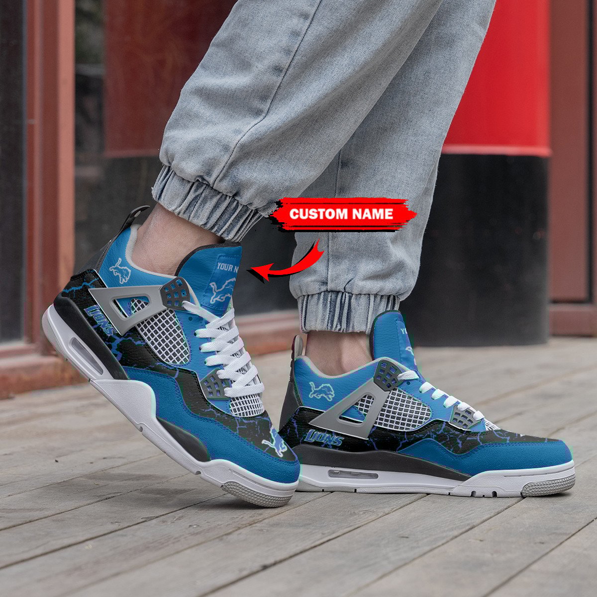 Detroit Lions Personalized Air Jordan 4 Sneaker