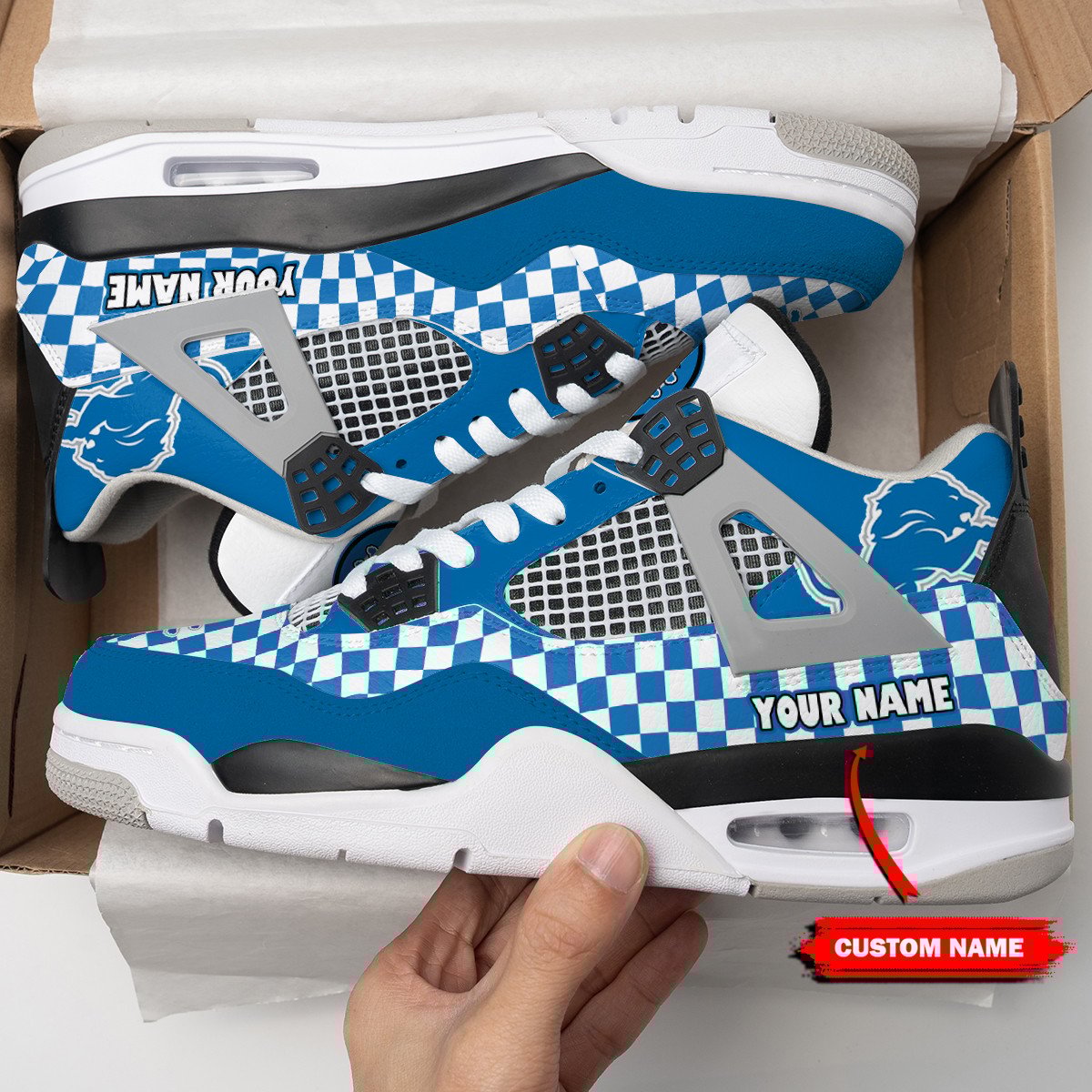 Detroit Lions Personalized Air Jordan 4 Sneaker