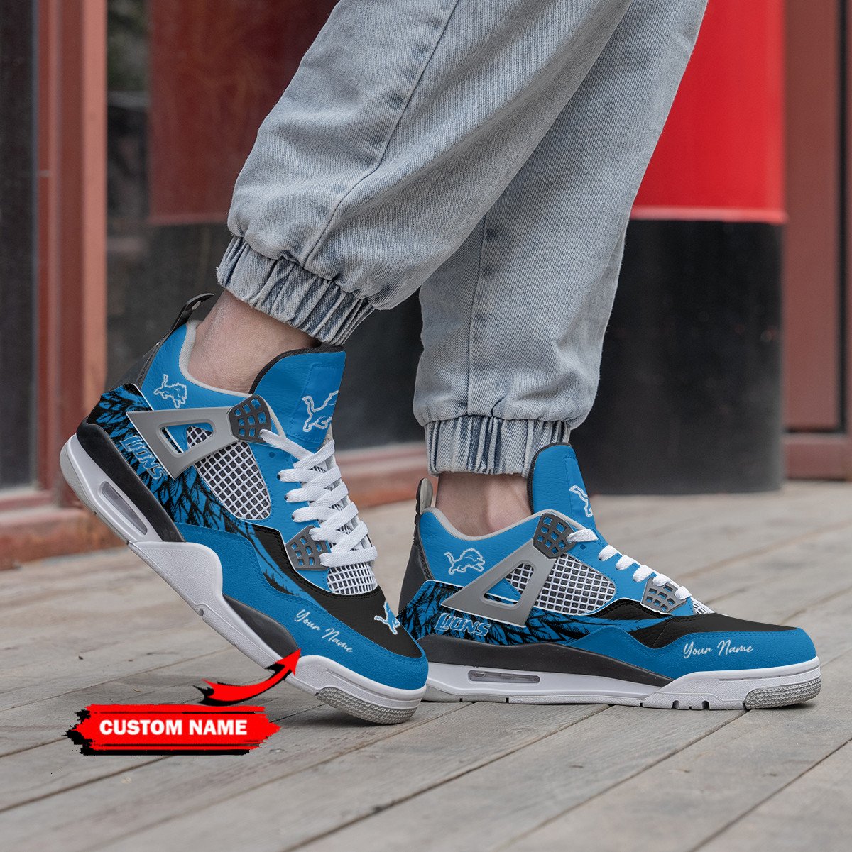 Detroit Lions Personalized Air Jordan 4 Sneaker