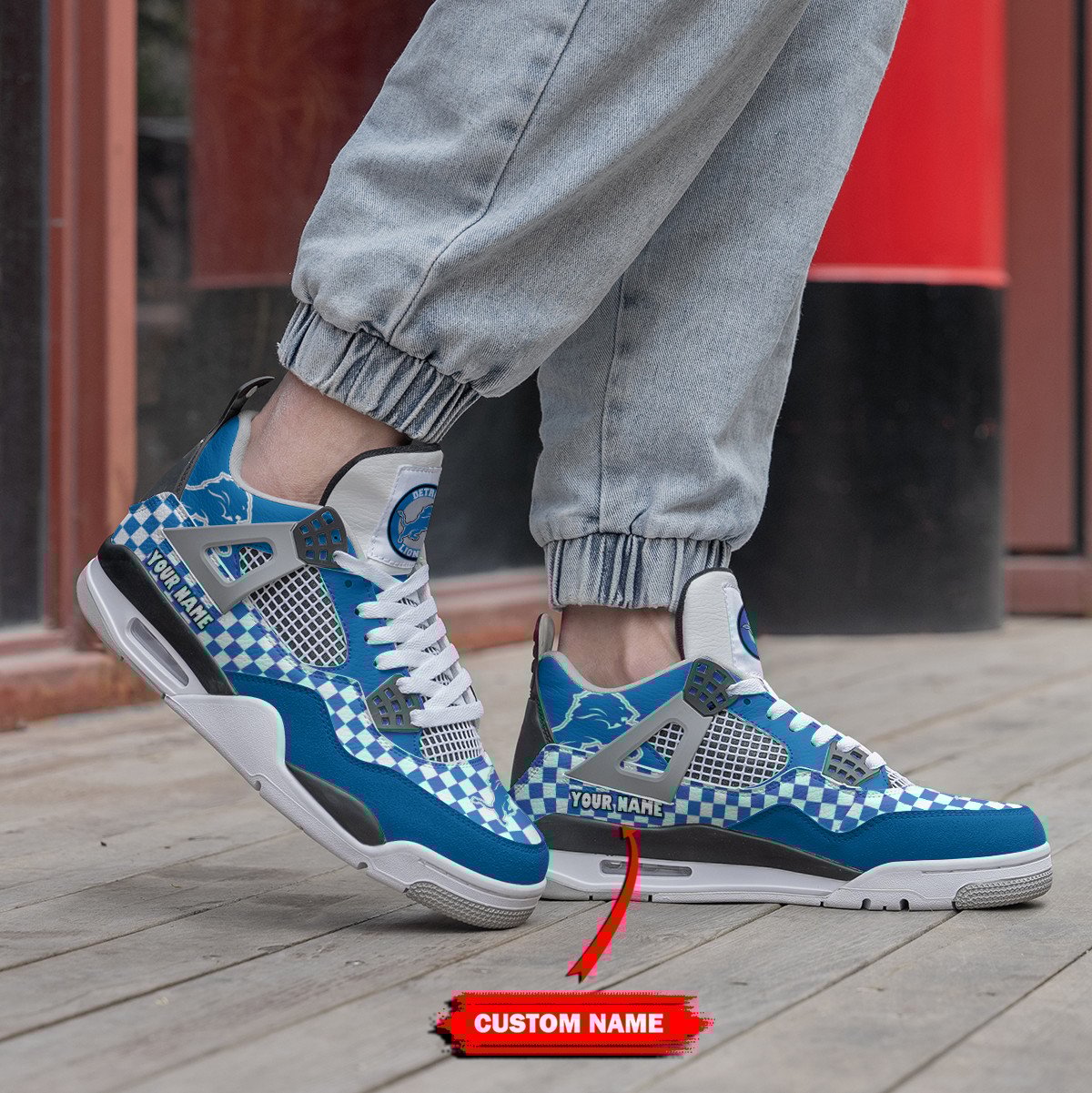 Detroit Lions Personalized Air Jordan 4 Sneaker