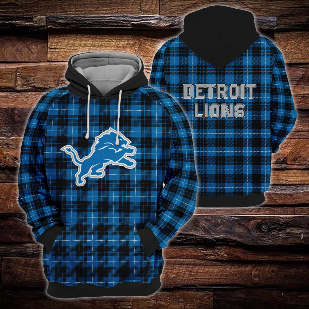 Detroit Lions Plaid Hoodie 3D Gift For Fans