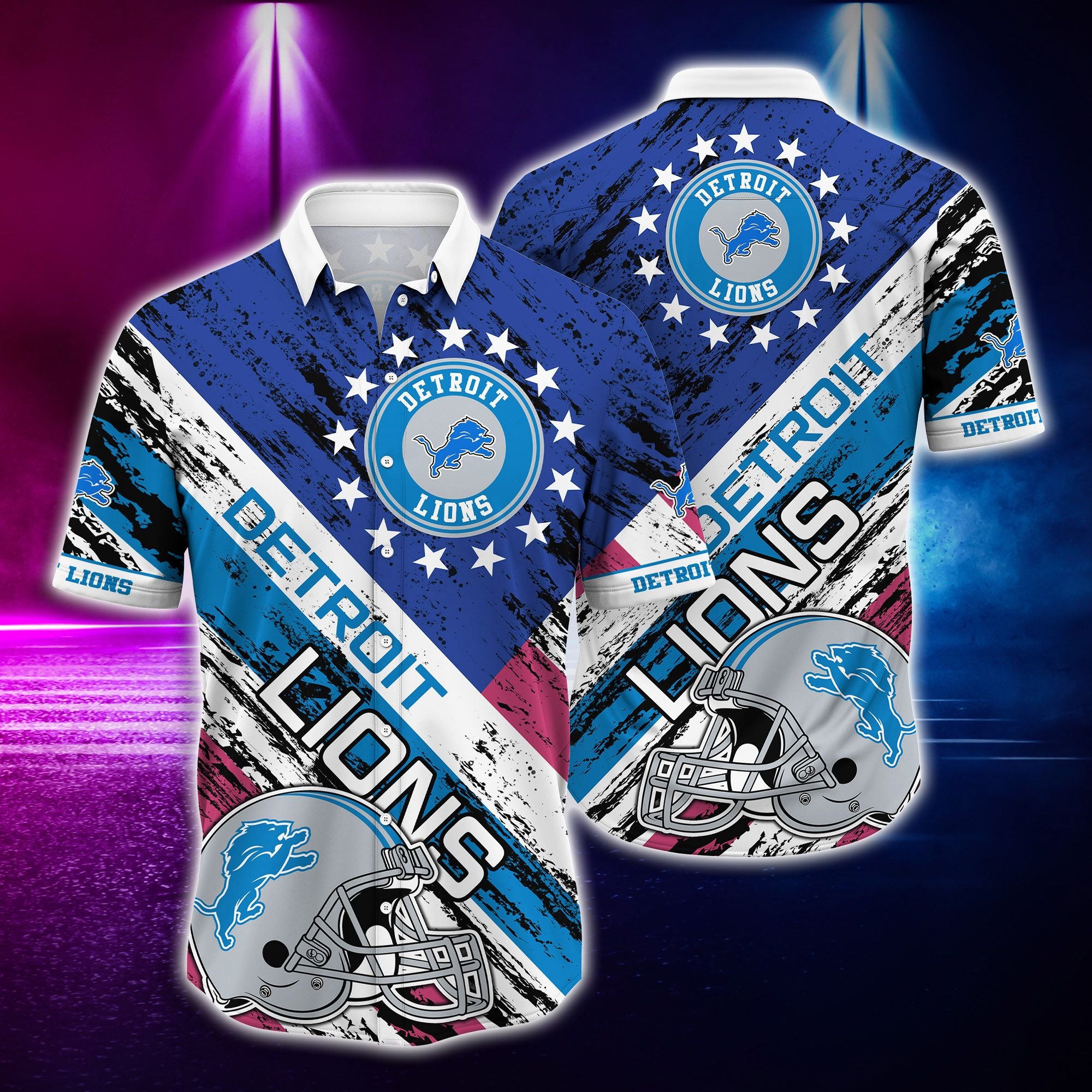 Detroit Lions rugby helmet Hawaiian Shirt