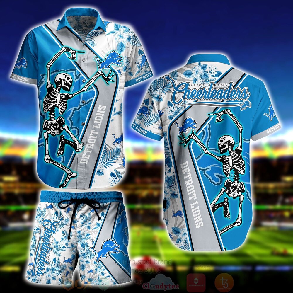 Detroit Lions Skeleton Hawaiian Shirt