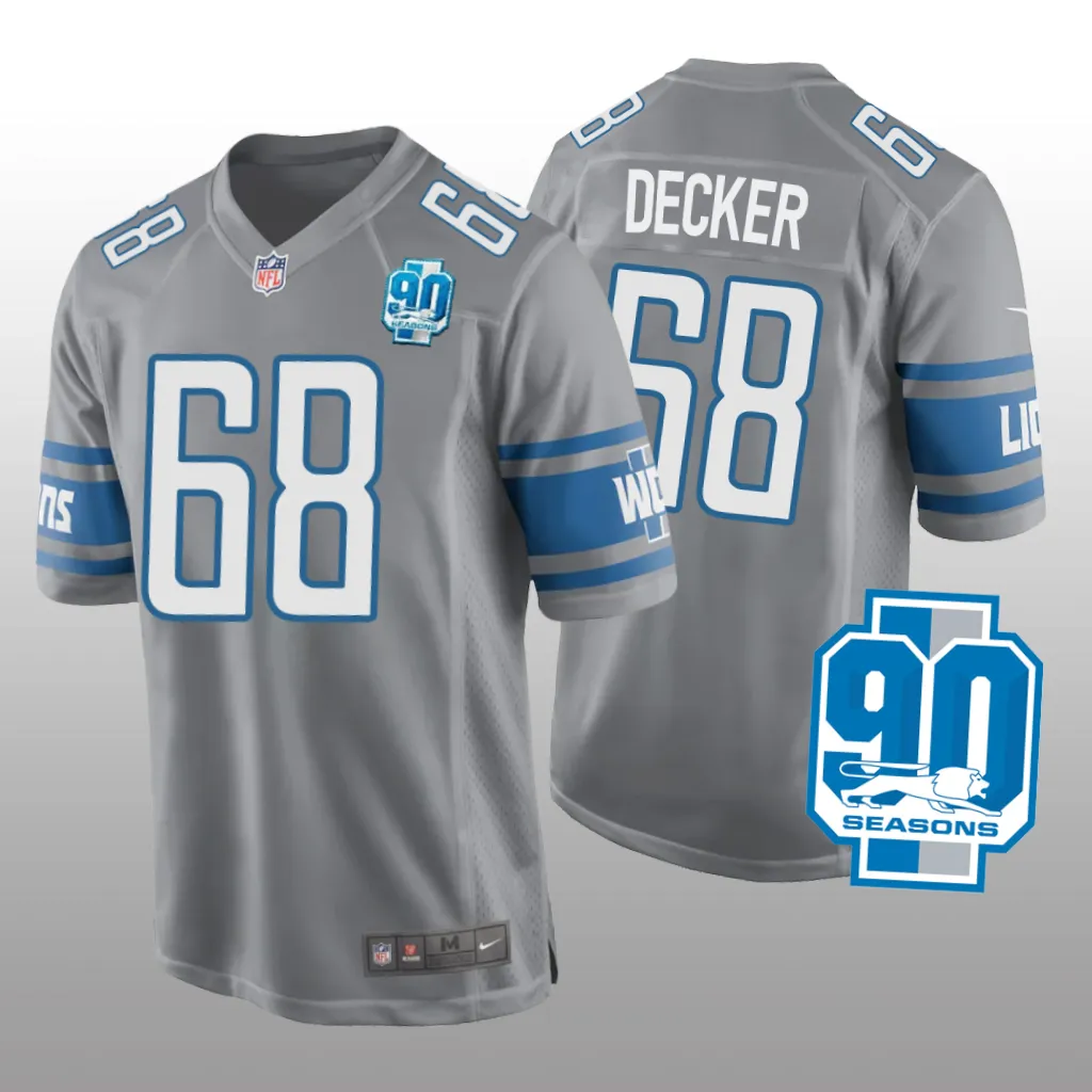 Detroit Lions Taylor Decker Silver Game 90th Season - Men's