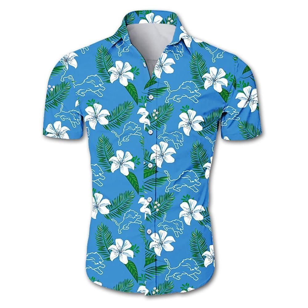 Detroit Lions Tropical Flower Hawaiian Shirt