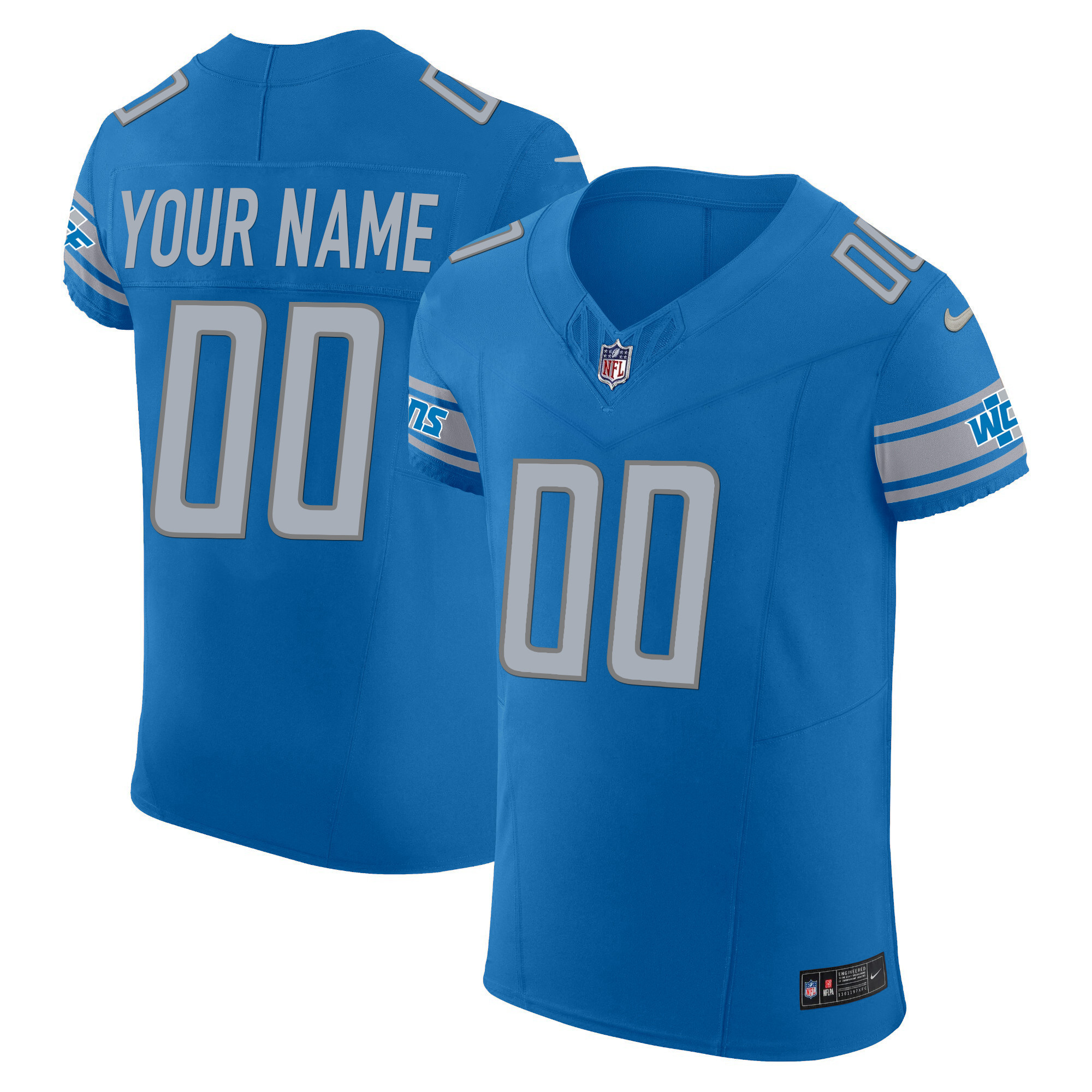 Detroit Lions Vapor Elite Custom Blue Jersey - All Stitched 