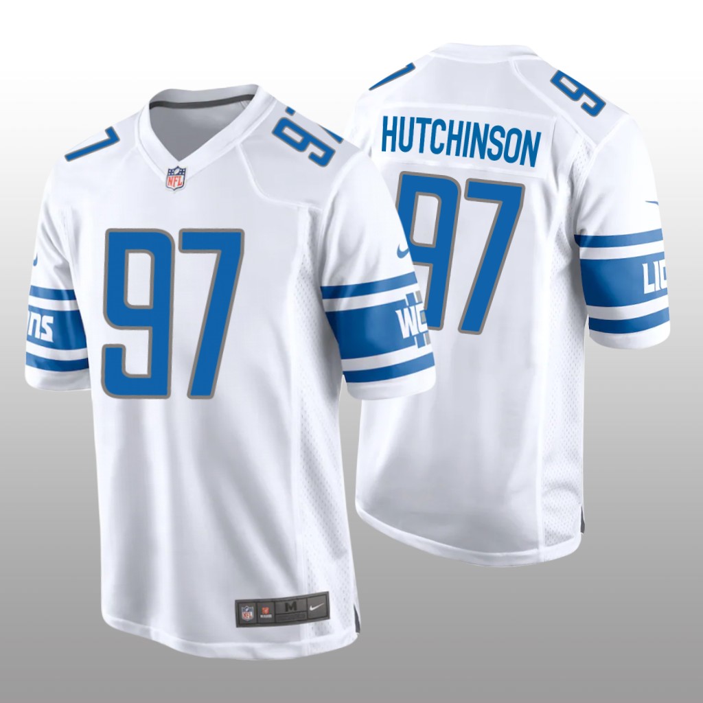 Detroit Lions White 2022 NFL Draft Aidan Hutchinson Game Jersey