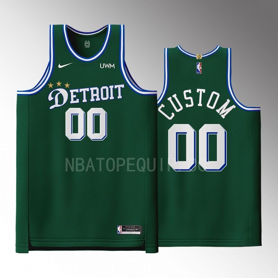 Detroit Pistons #00 Custom Green Jersey 2022-23 City Edition