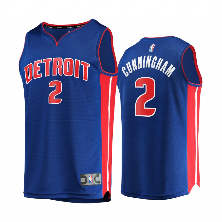 Detroit Pistons #2 Cade Cunningham Jersey 2021 NBA Draft 1st Round Pick Blue